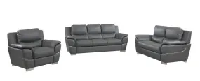 111" Chic Grey Leather Sofa Set By Homeroots