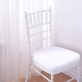 1.5" Thick White Chiavari Chair Pad, Memory Foam Seat Cushion With Ties and Removable Cover