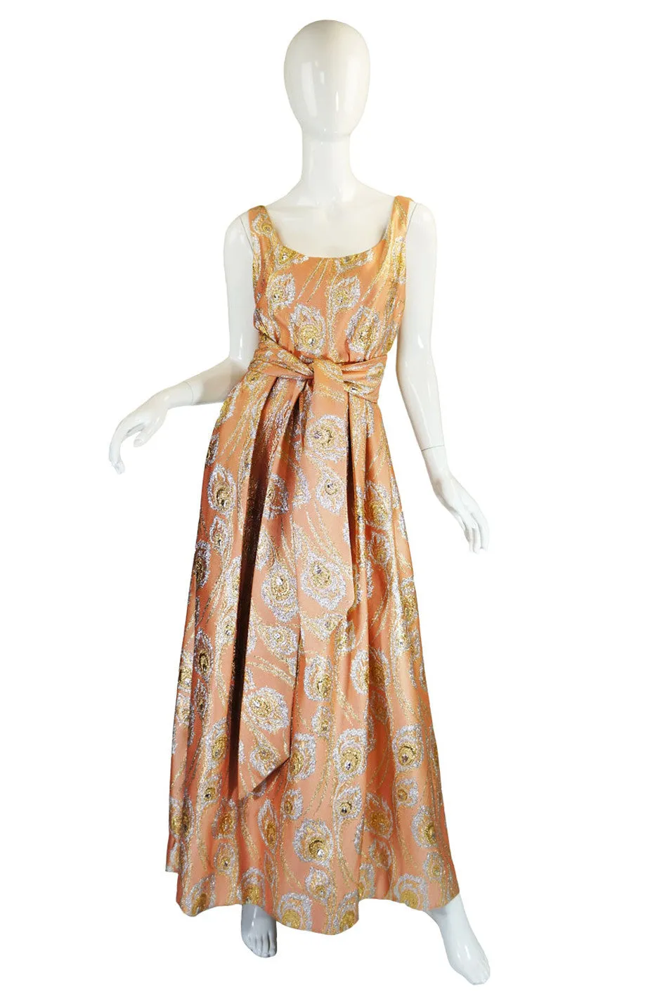 1950s Silk Brocade Ceil Chapman Gown