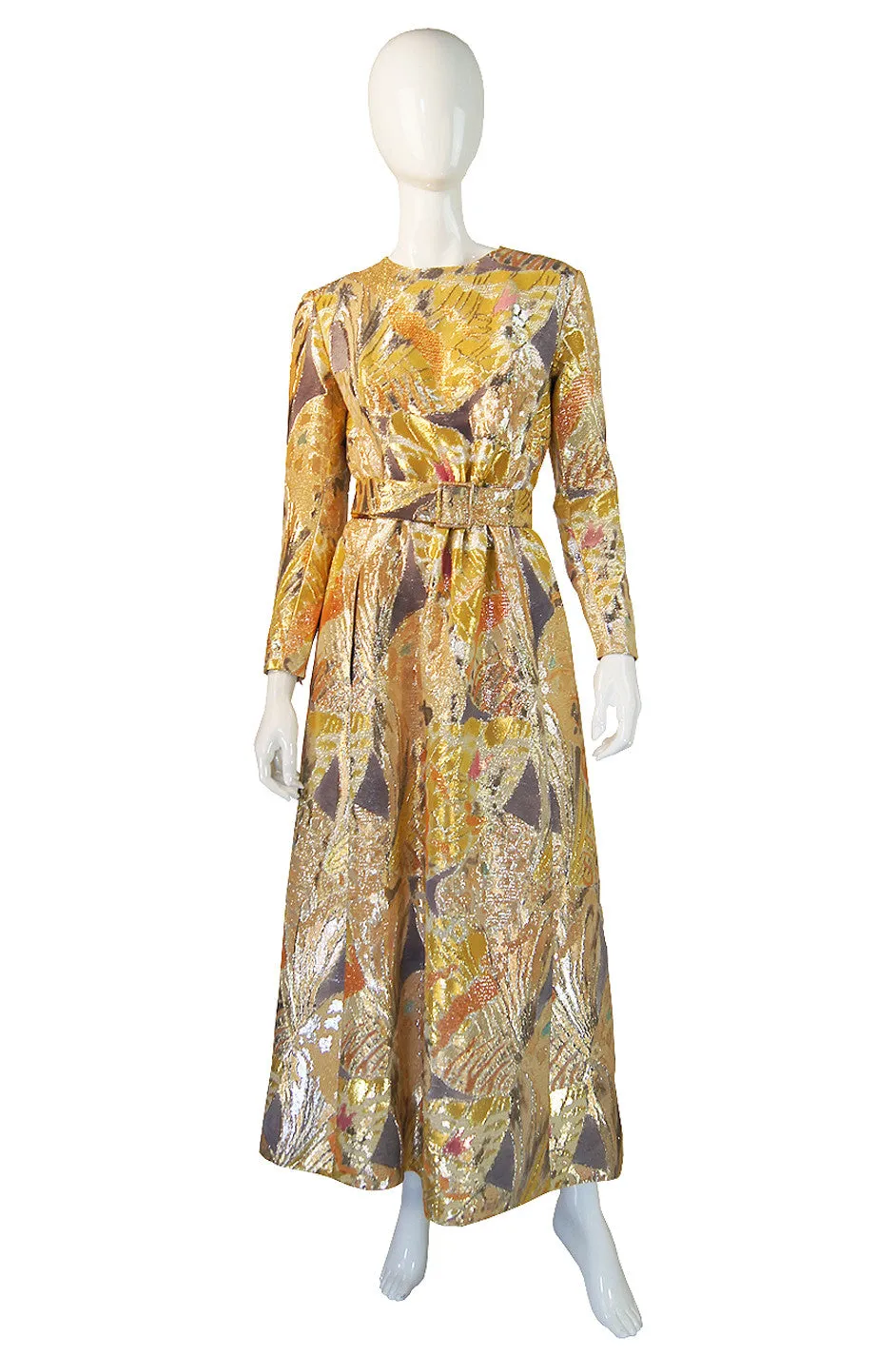 1960s Givenchy Gold Silk Metallic Gown