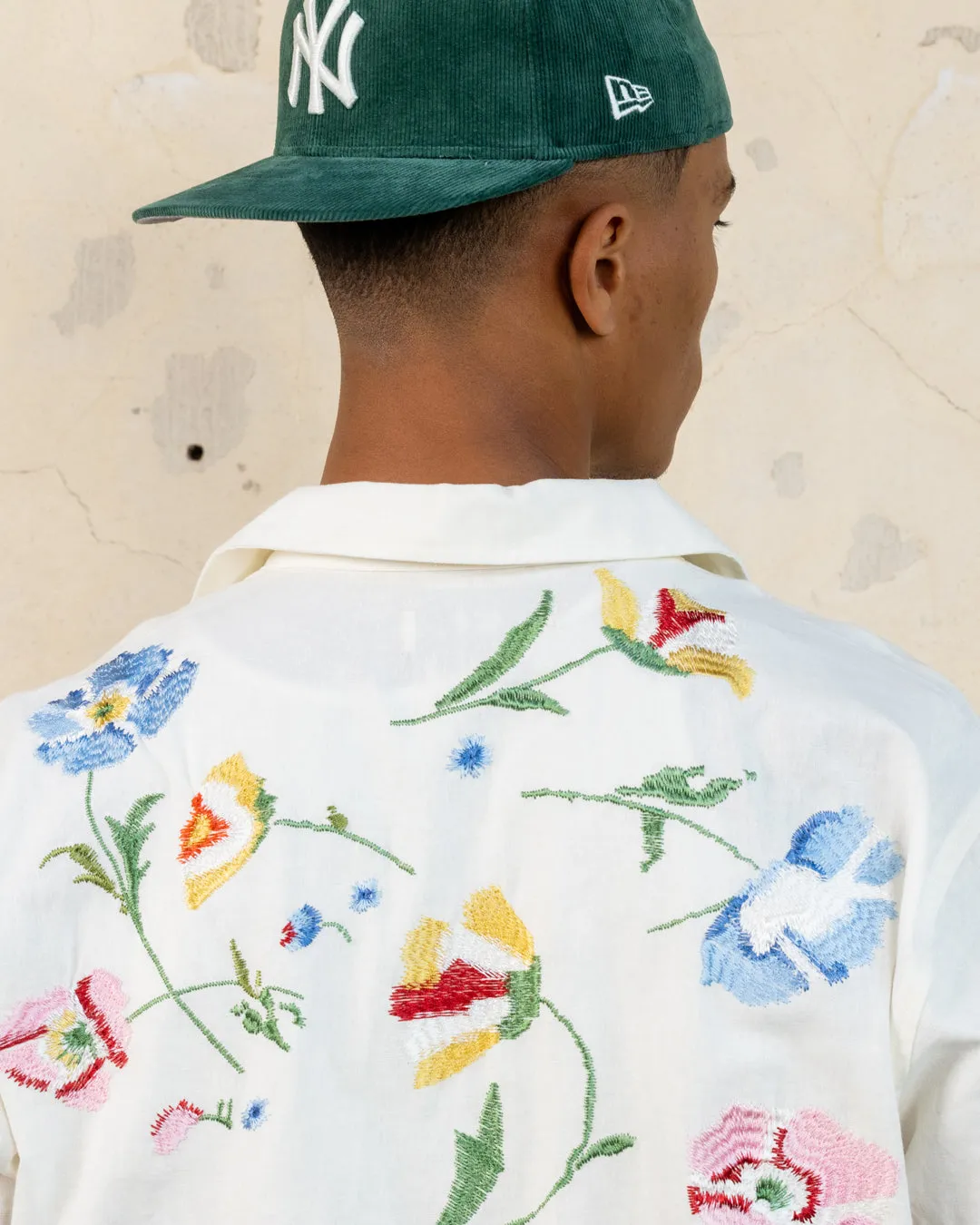 404 Midsommar Embroidered Button Up T-Shirt Ecru