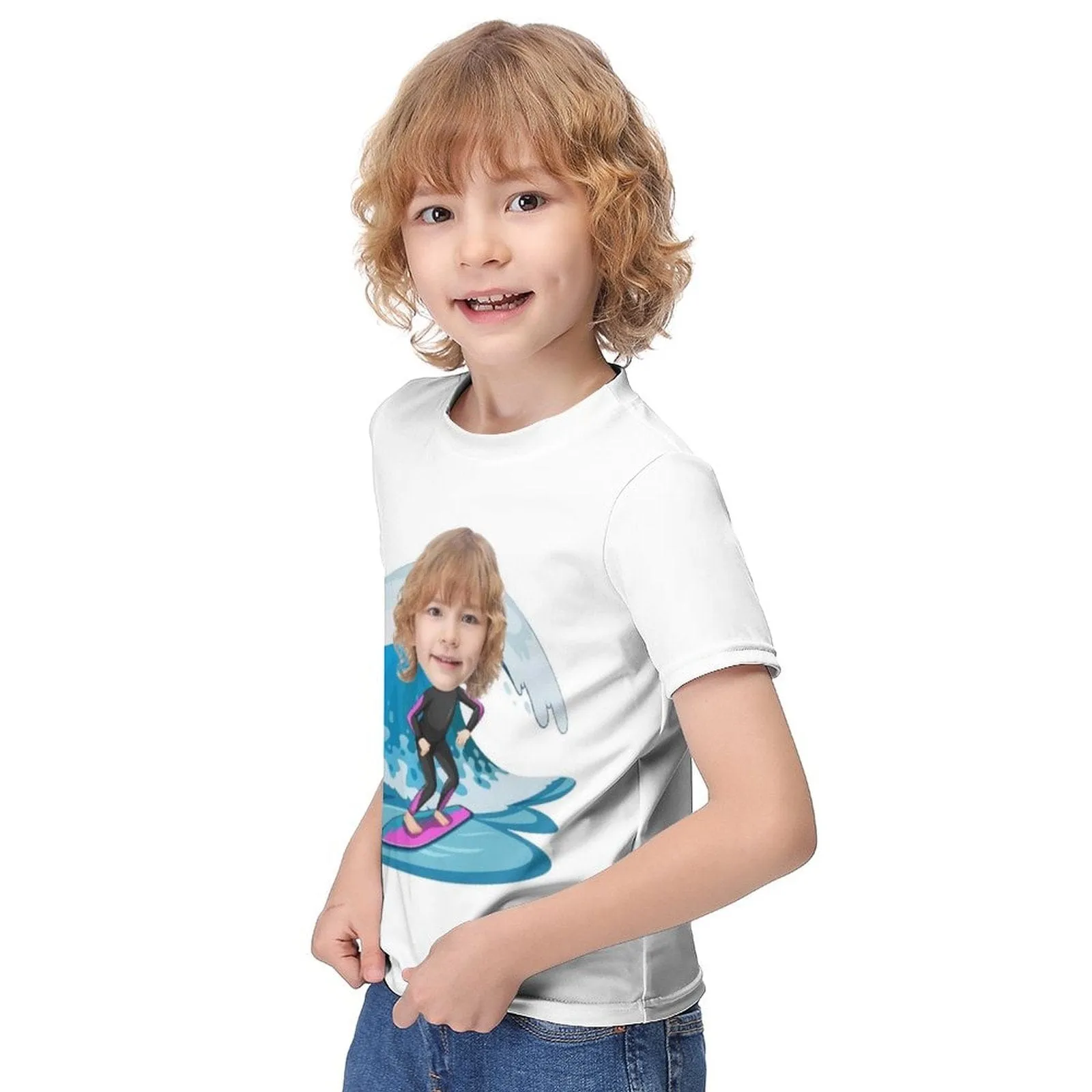 #6-12Y Custom Face Athlete Cute Kid's T-shirt For Boy Girl