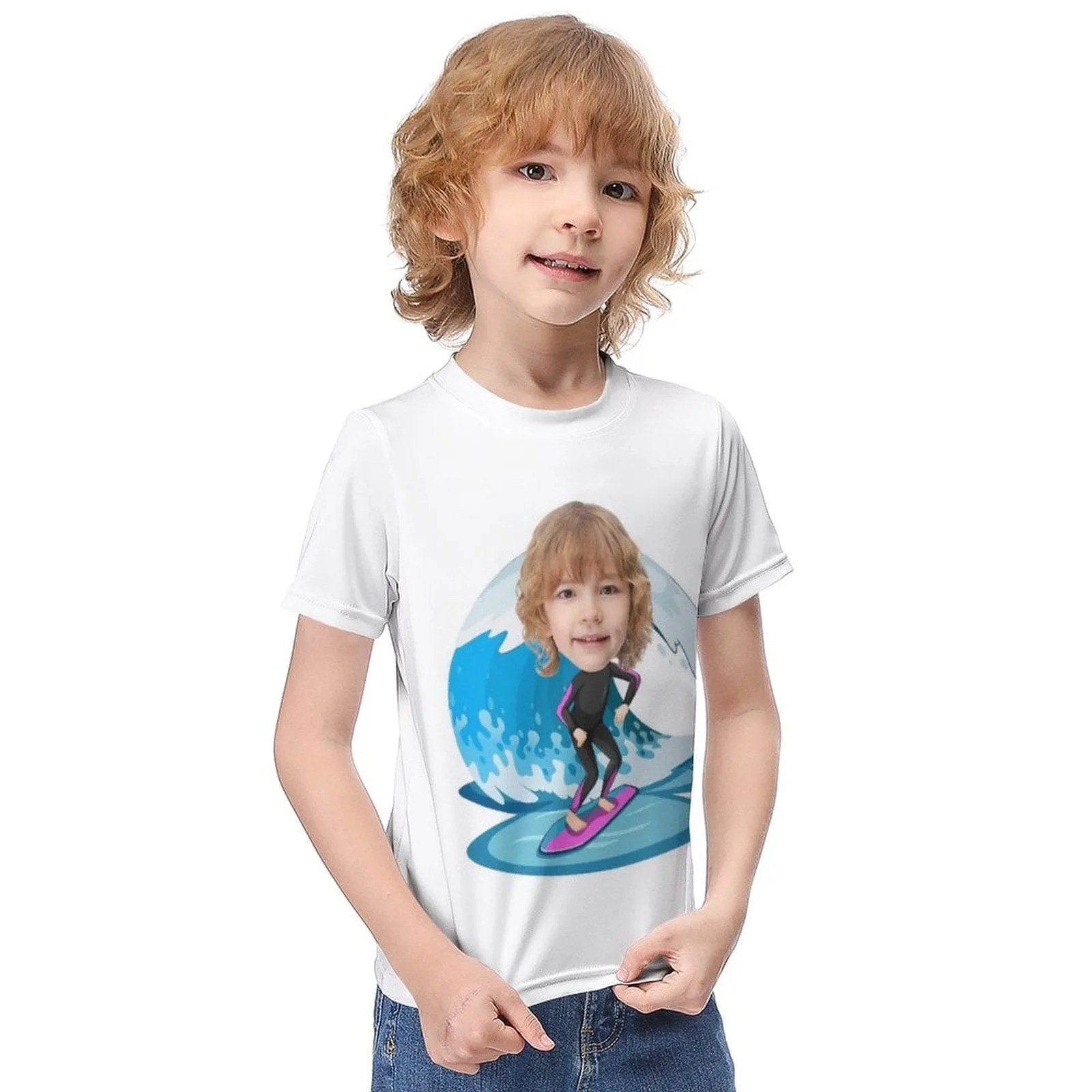 #6-12Y Custom Face Athlete Cute Kid's T-shirt For Boy Girl