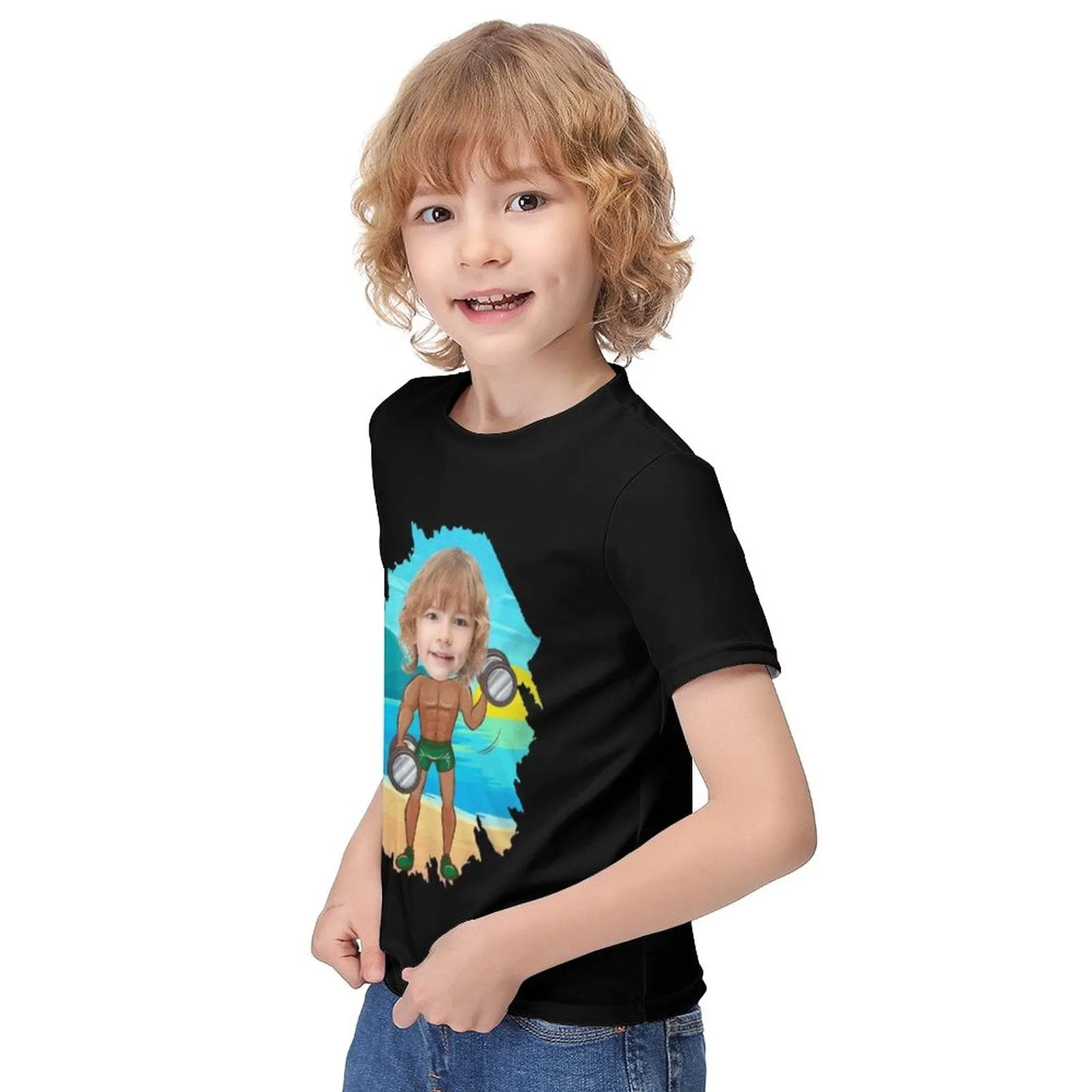 #6-12Y Custom Face Athlete Cute Kid's T-shirt For Boy Girl