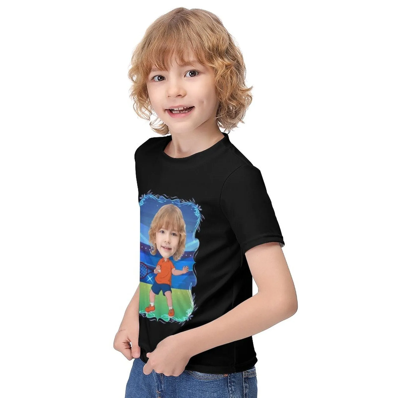 #6-12Y Custom Face Athlete Cute Kid's T-shirt For Boy Girl