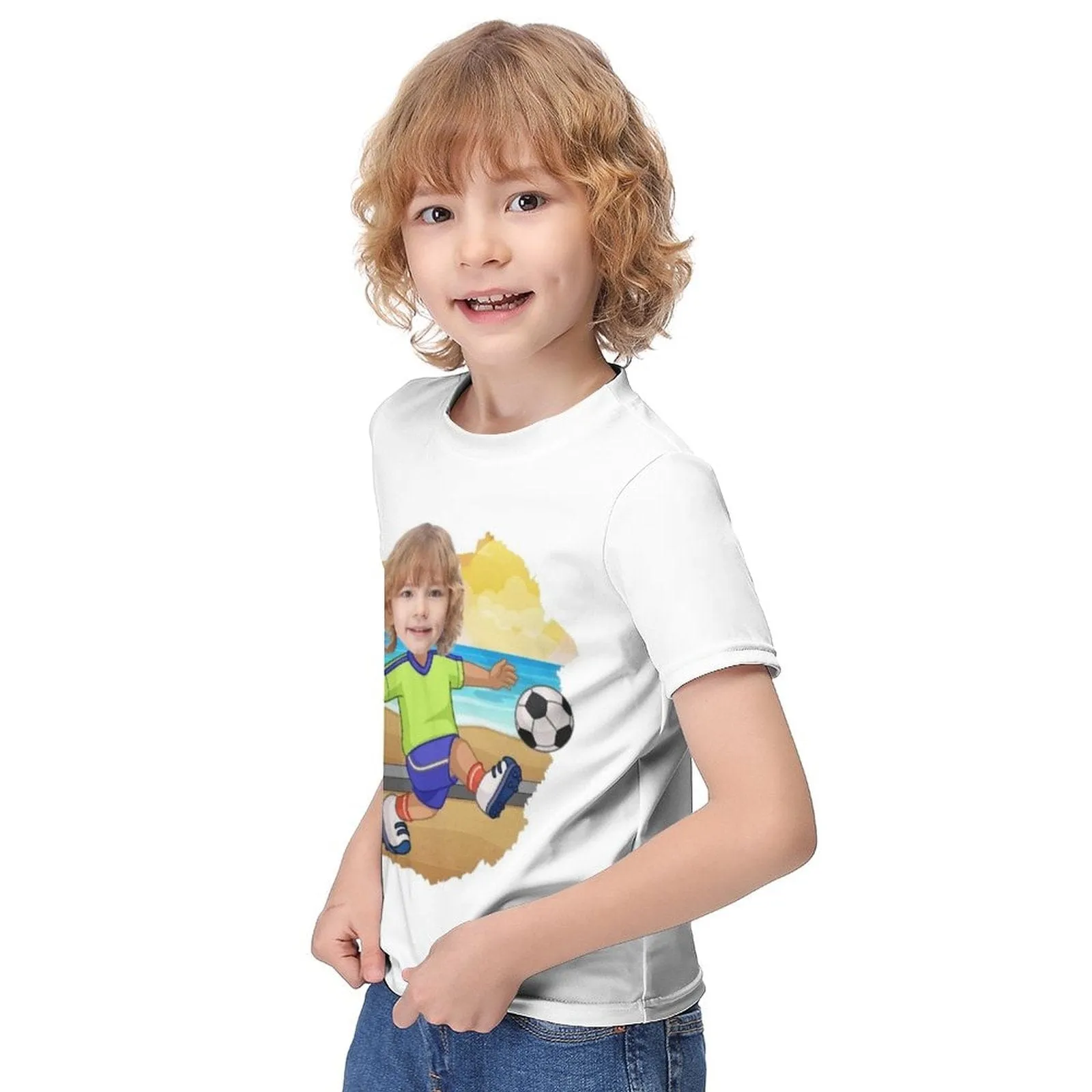 #6-12Y Custom Face Athlete Cute Kid's T-shirt For Boy Girl