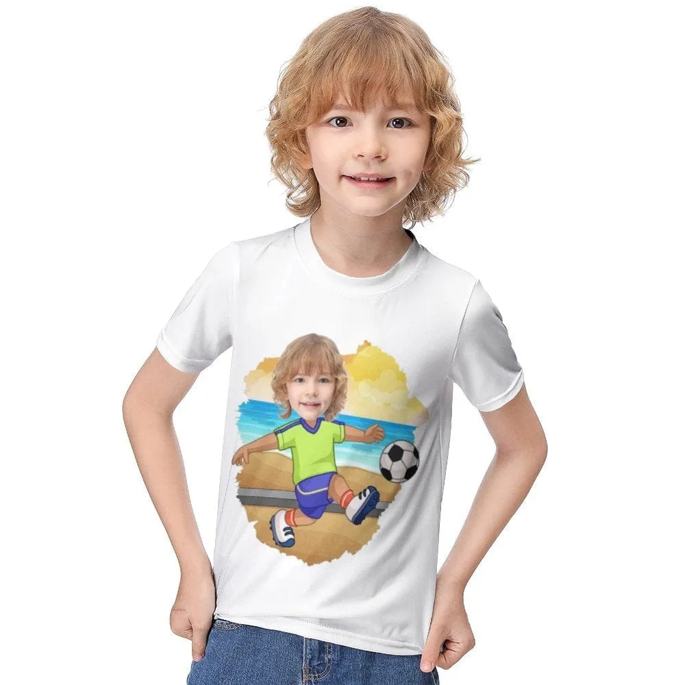 #6-12Y Custom Face Athlete Cute Kid's T-shirt For Boy Girl