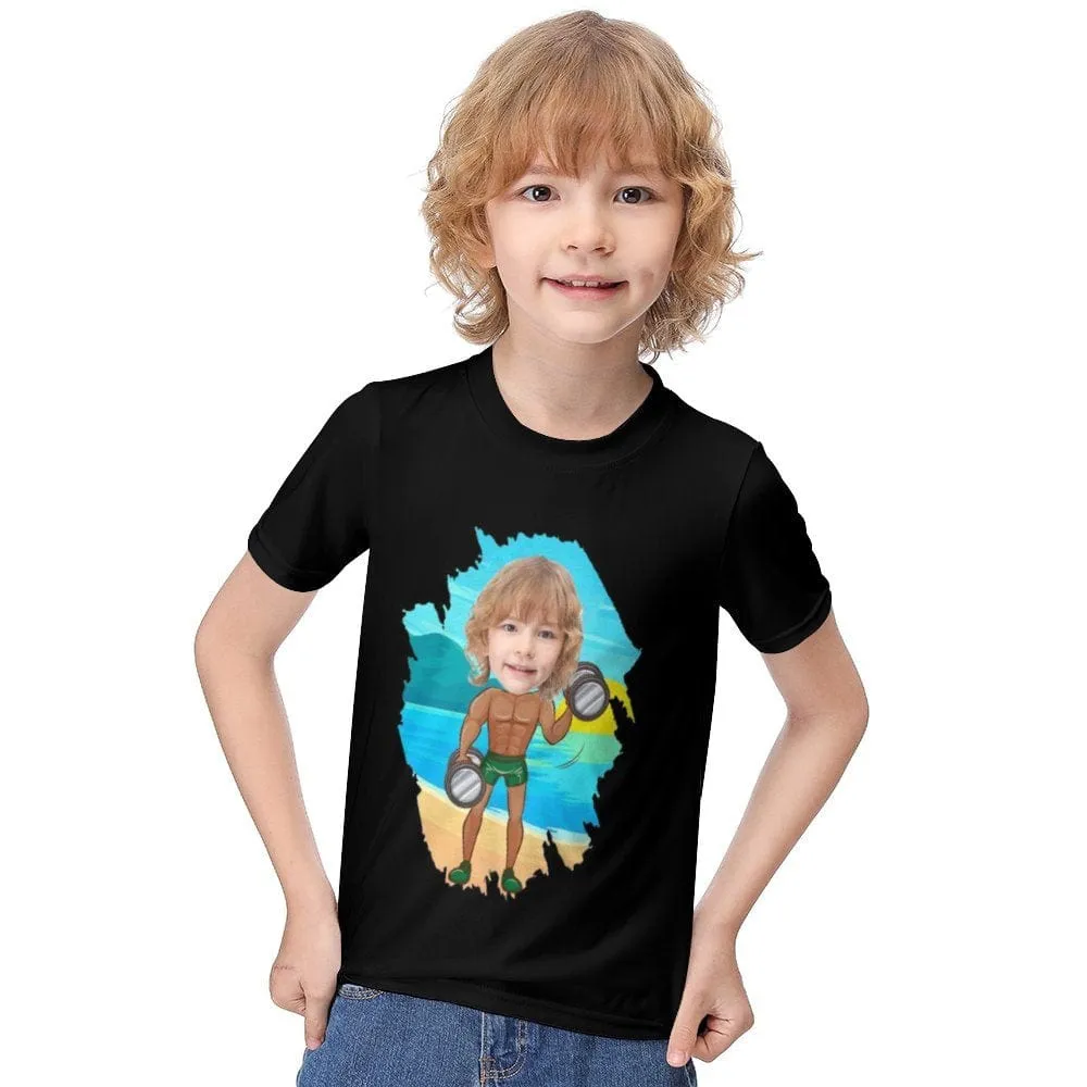 #6-12Y Custom Face Athlete Cute Kid's T-shirt For Boy Girl