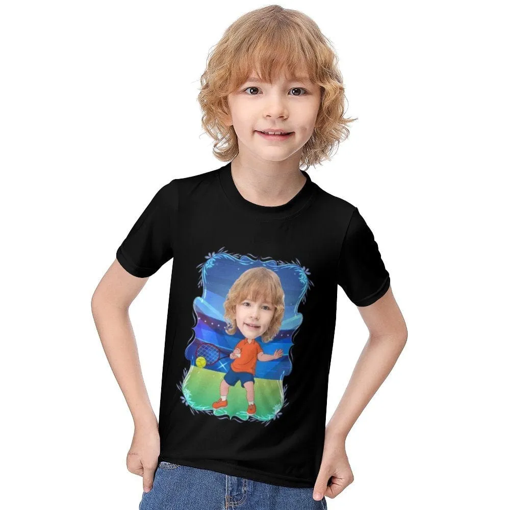 #6-12Y Custom Face Athlete Cute Kid's T-shirt For Boy Girl