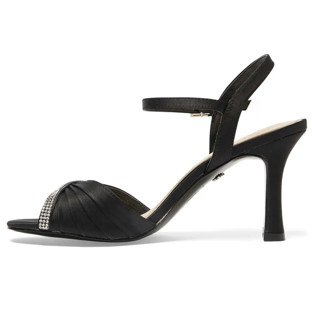 Agnes Heel in Black Satin