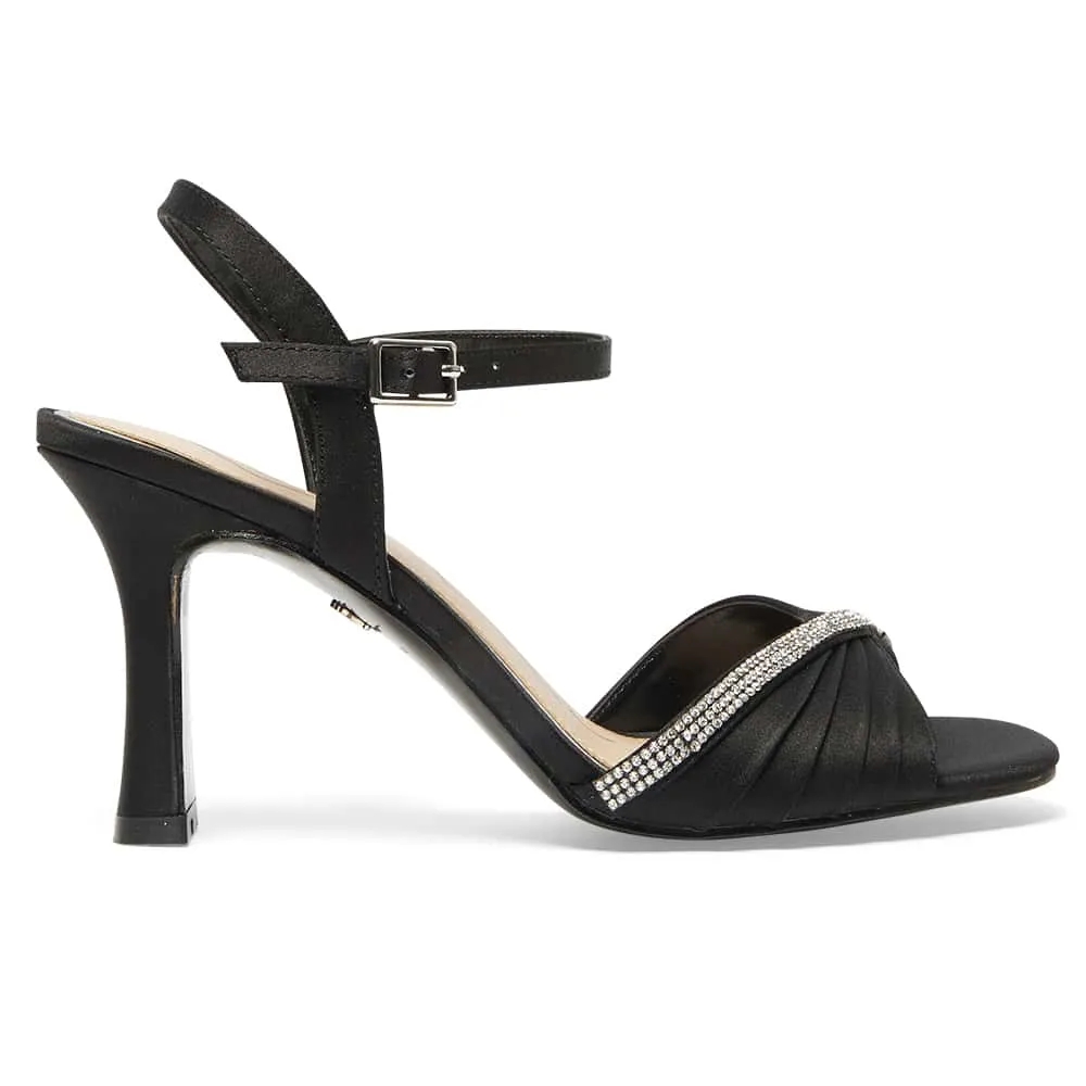 Agnes Heel in Black Satin