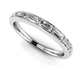 Alluring Baguette And Round Diamond Anniversary Band Diamond  with 0.46 ct.(finished) 3.2x1.5mm, 1.7mm