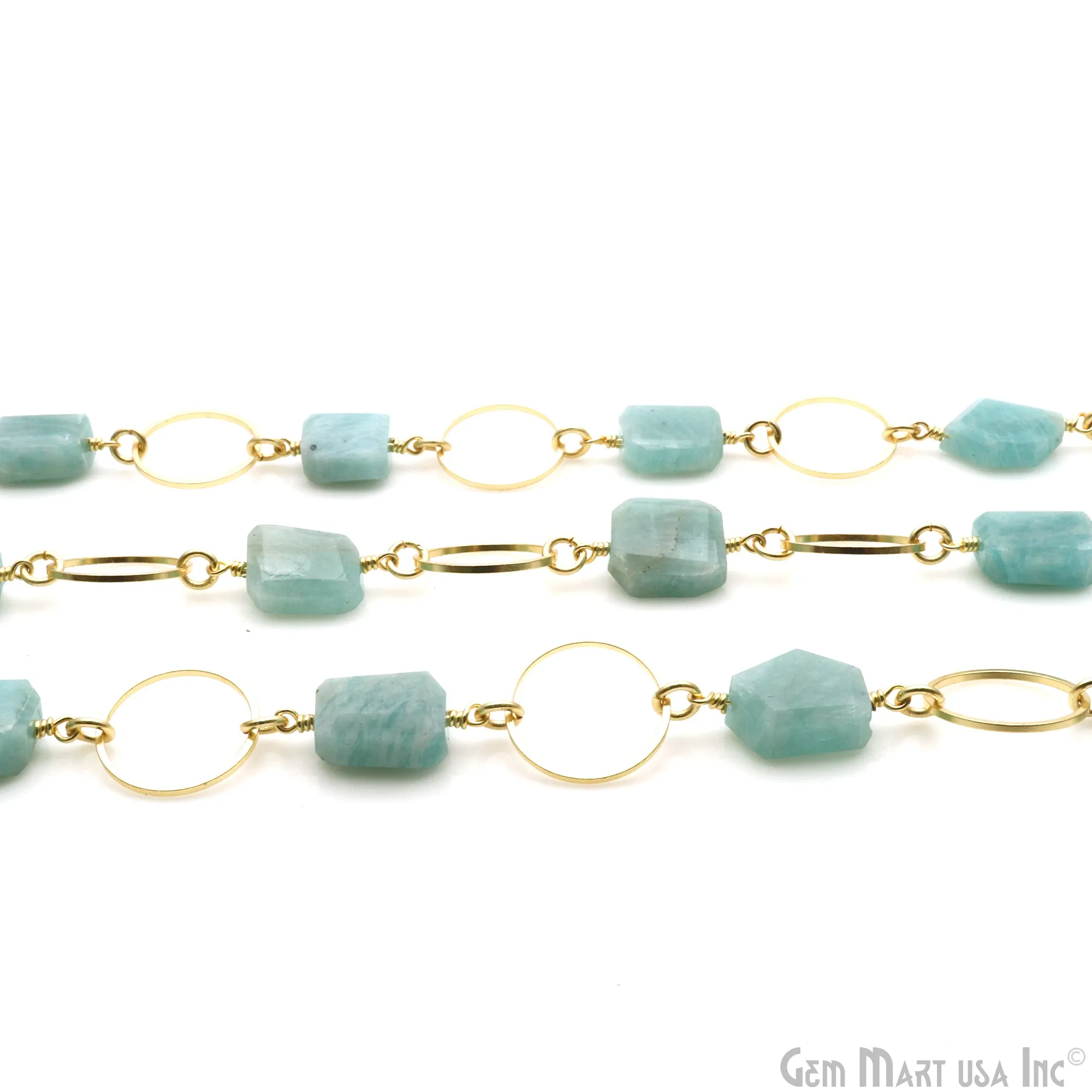 Amazonite With Gold Plated Round Finding Rosary Chain