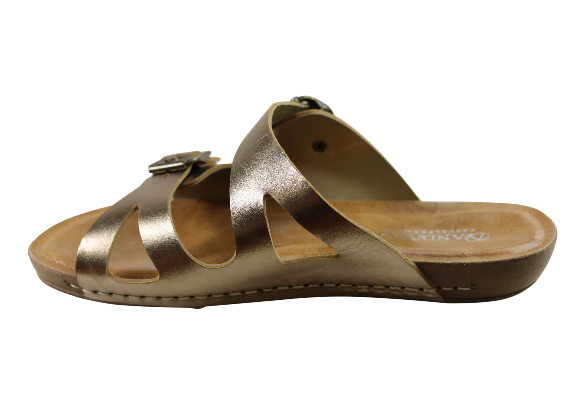 Andacco Angelika Womens Brazilian Comfortable Leather Slides Sandals