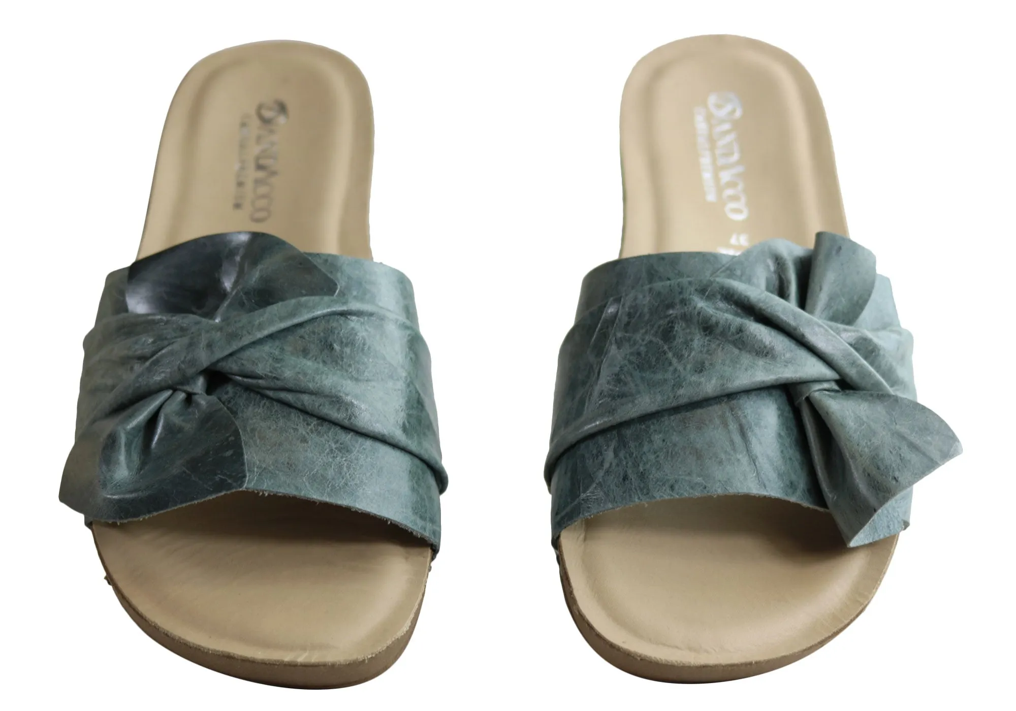 Andacco Maze Womens Comfortable Leather Slide Sandals Made In Brazil