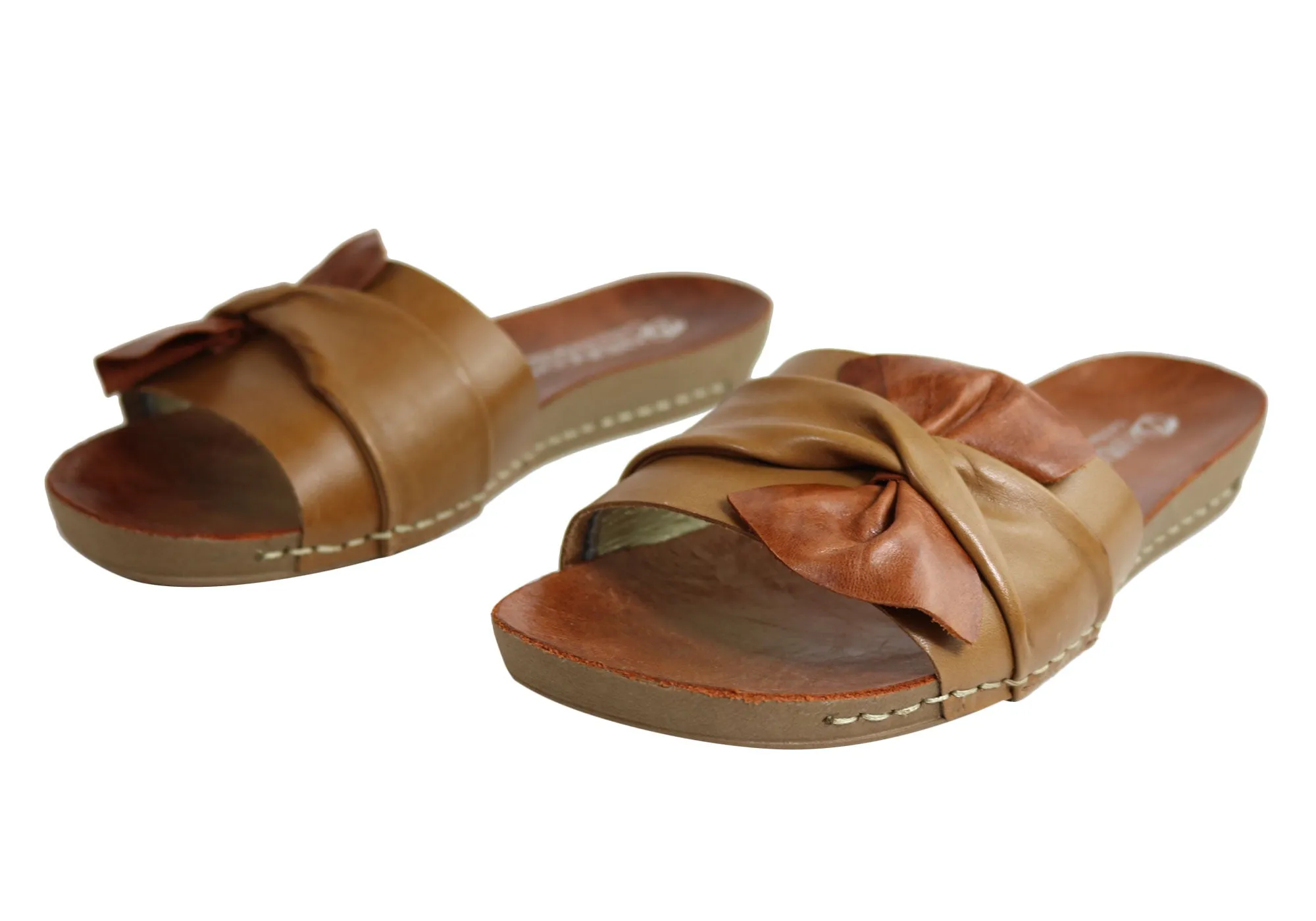 Andacco Maze Womens Comfortable Leather Slide Sandals Made In Brazil