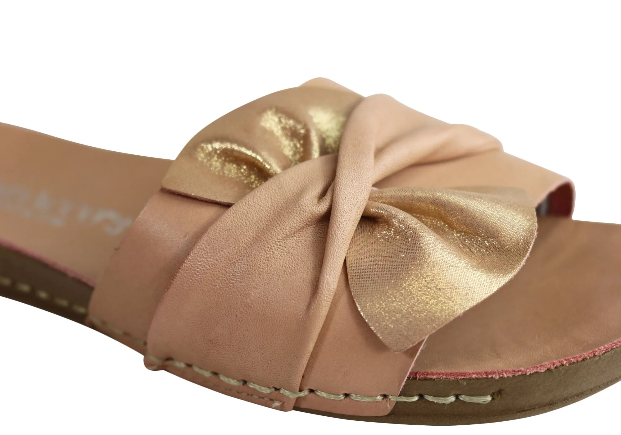 Andacco Maze Womens Comfortable Leather Slide Sandals Made In Brazil