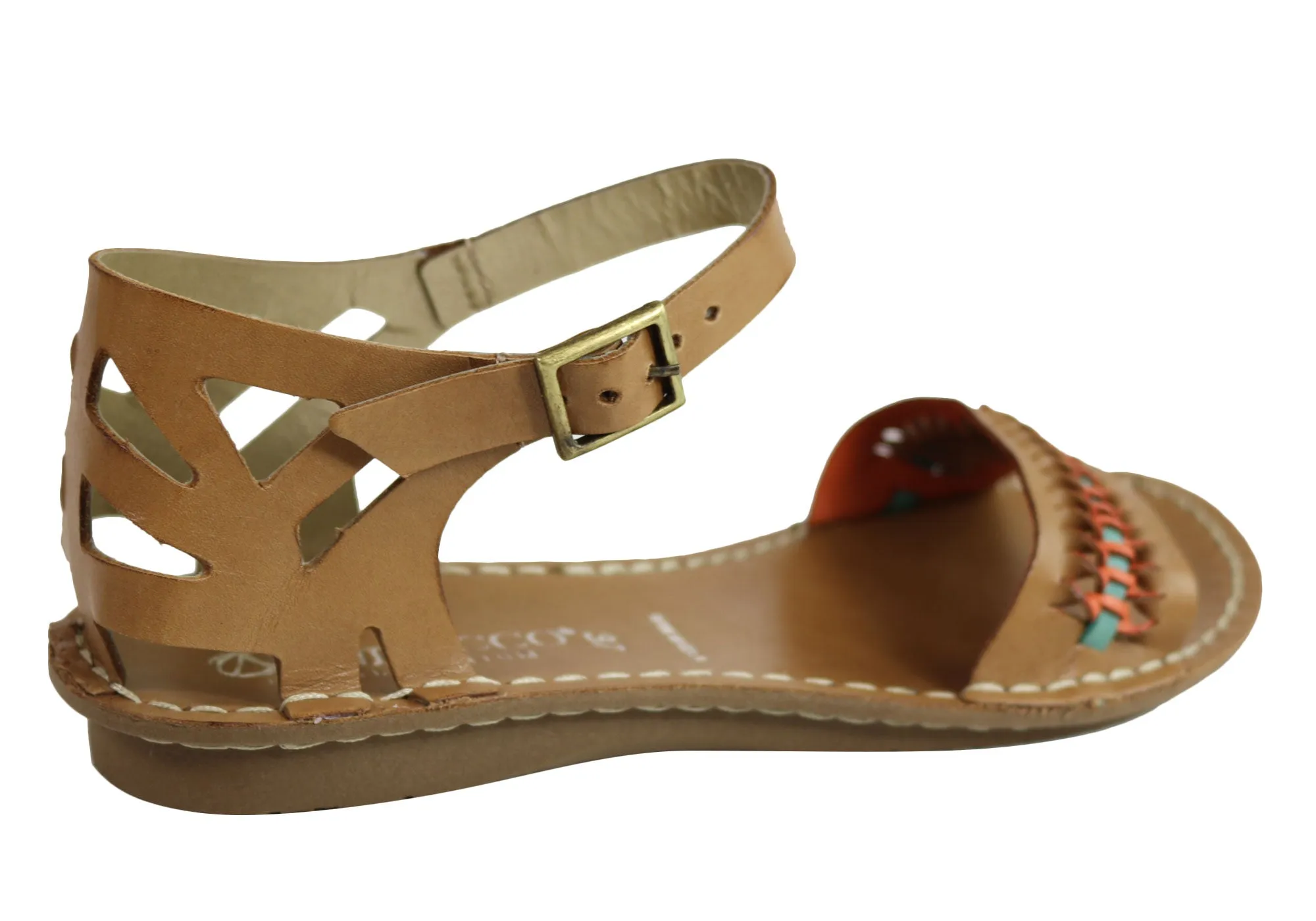 Andacco Seattle Womens Comfortable Flat Leather Sandals Made In Brazil