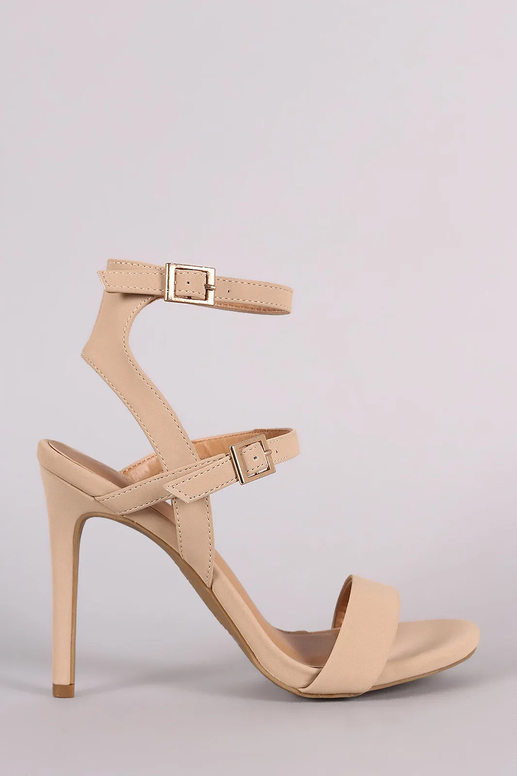 Anne Michelle Nubuck Triple Straps Single Sole Heel