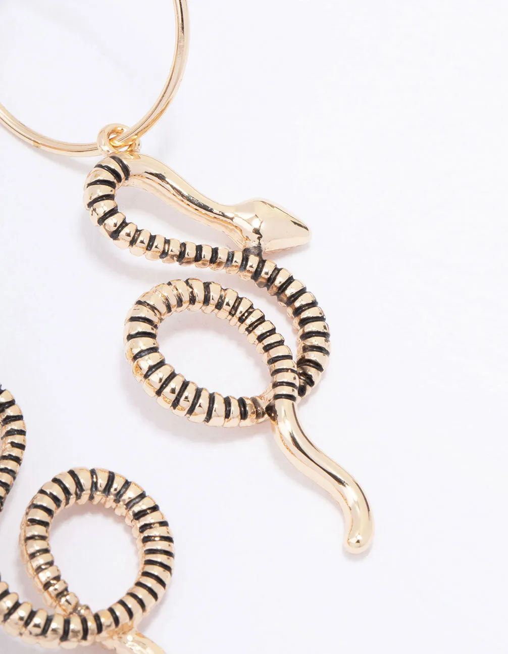 Antique Gold Swirling Snake Drop Earrings