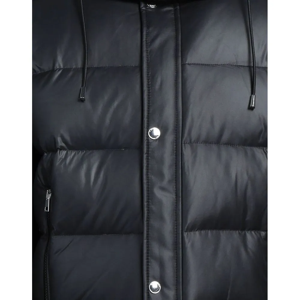 Aquascutum Elegant Black Padded Jacket with Removable Hood