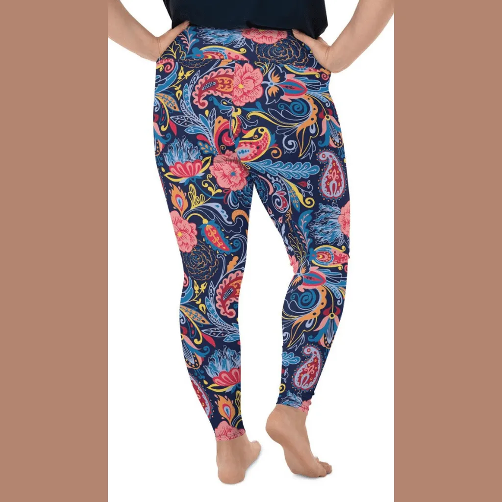 Art Deco Floral Plus Size Leggings