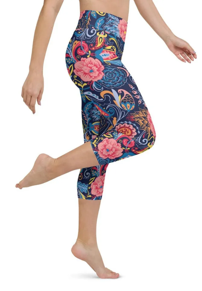 Art Deco Floral Yoga Capris