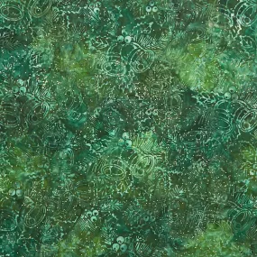 Artisan Batiks - Joyful Holidays Bells Green Metallic Yardage