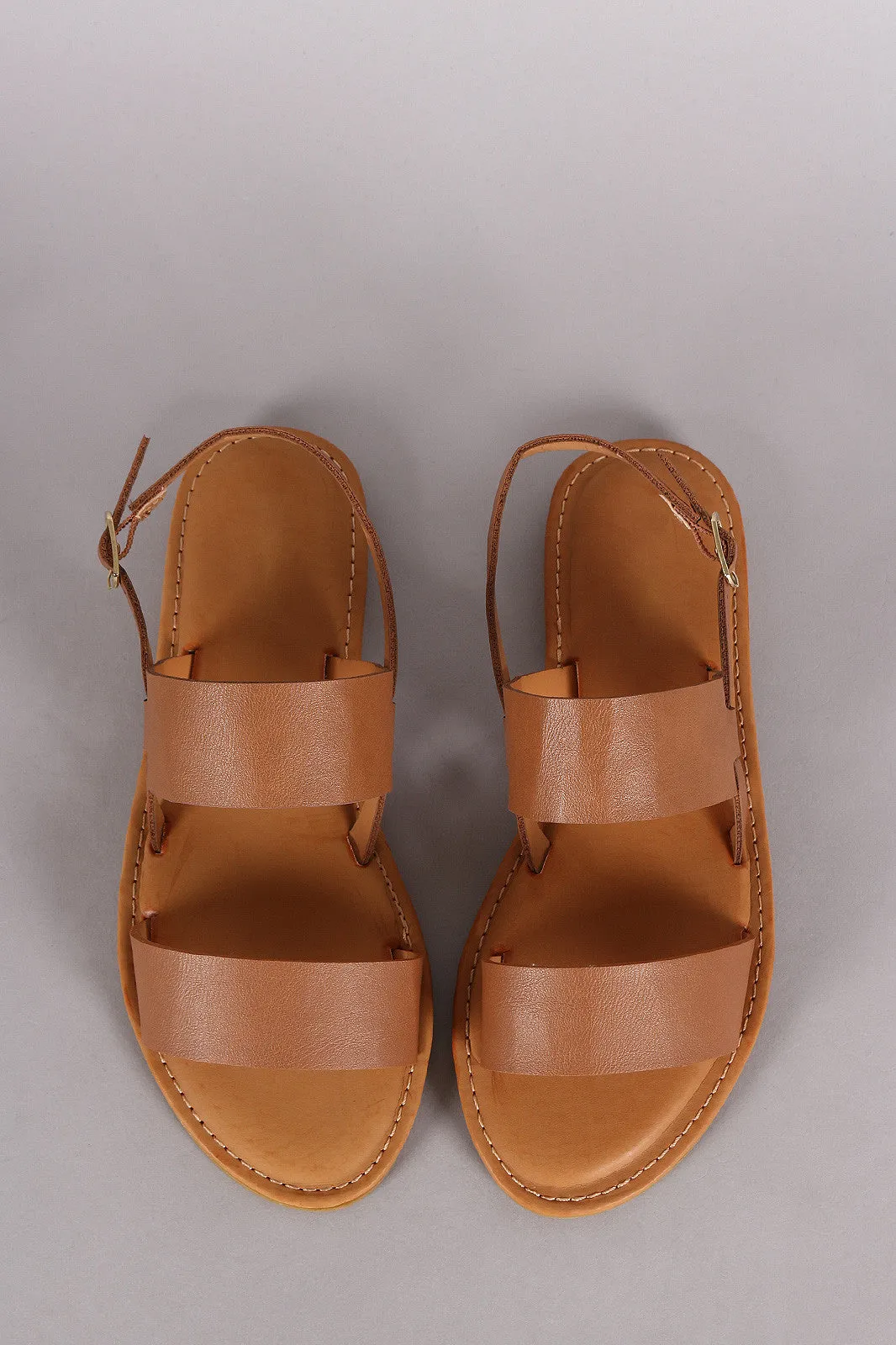 Bamboo Double Band Slingback Flat Sandal