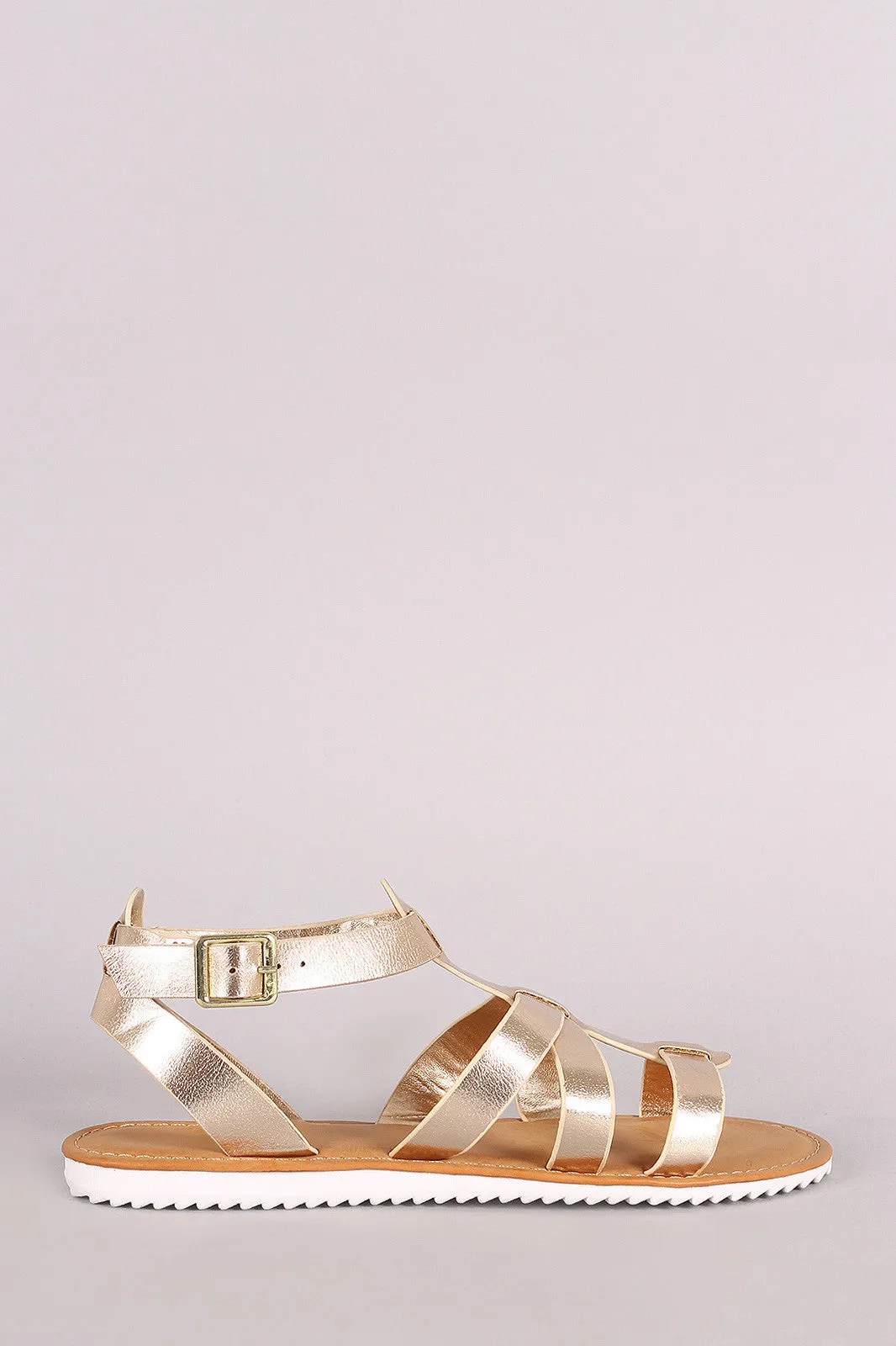 Bamboo Strappy Lug Sole Flat Sandal