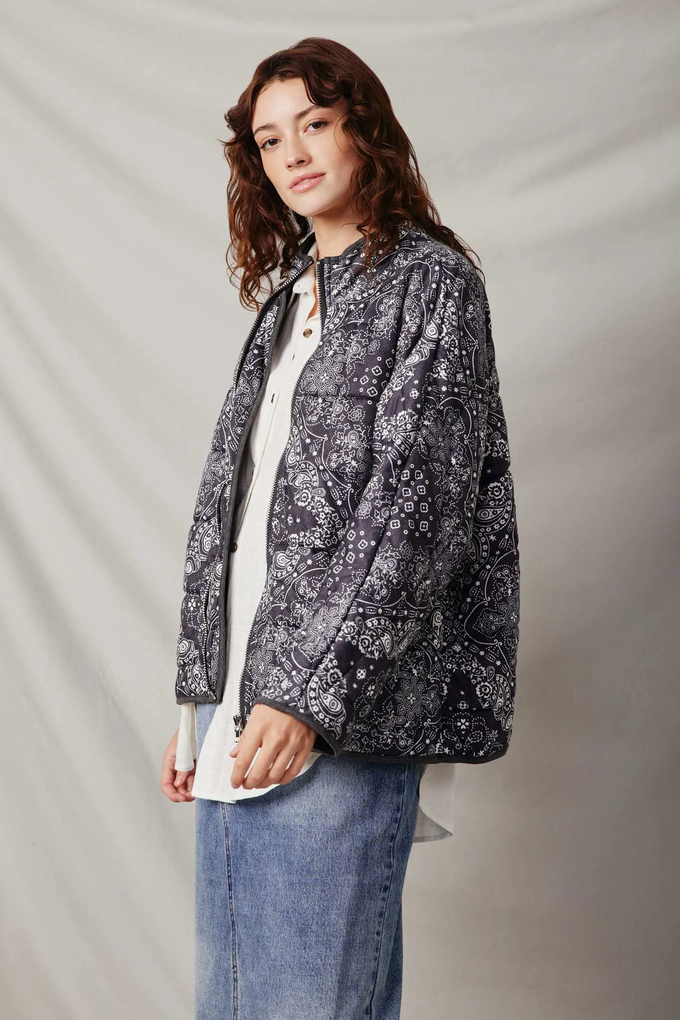 Bandana Printed Quilted Padded Jacket