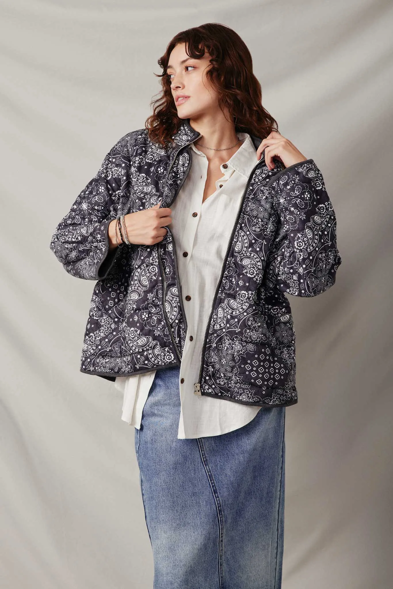 Bandana Printed Quilted Padded Jacket