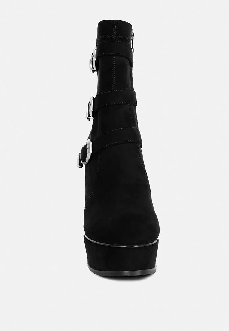 BEAUX High Platform Stiletto Ankle Boots in Black