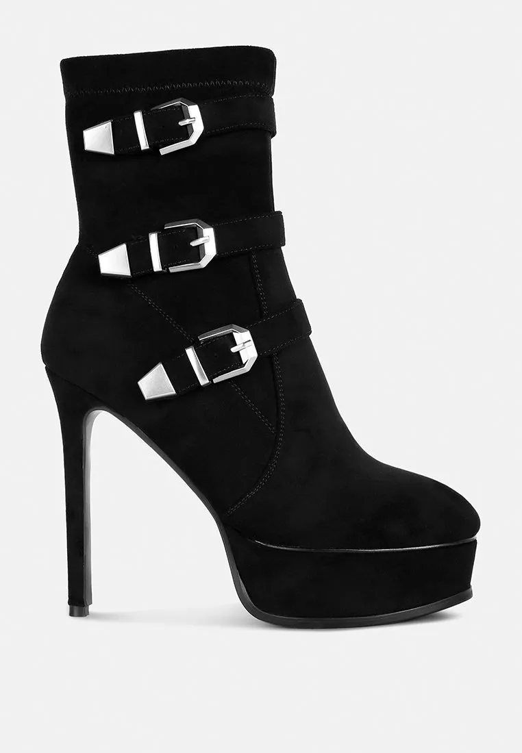 BEAUX High Platform Stiletto Ankle Boots in Black