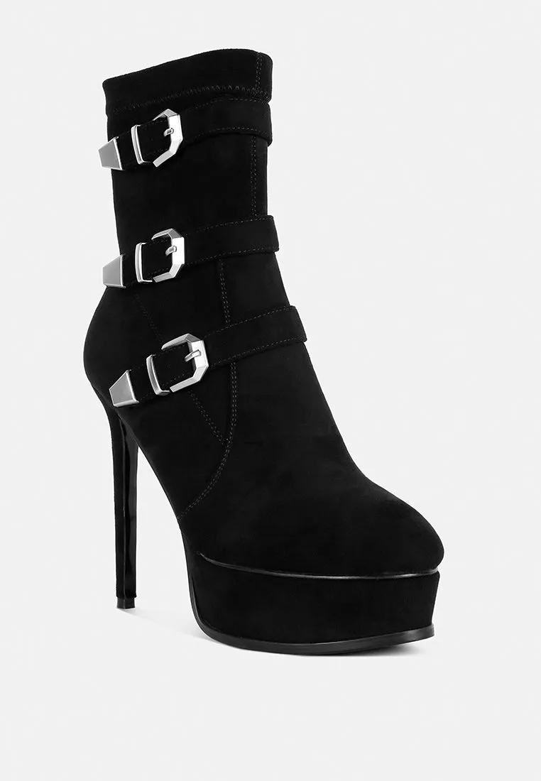 BEAUX High Platform Stiletto Ankle Boots in Black