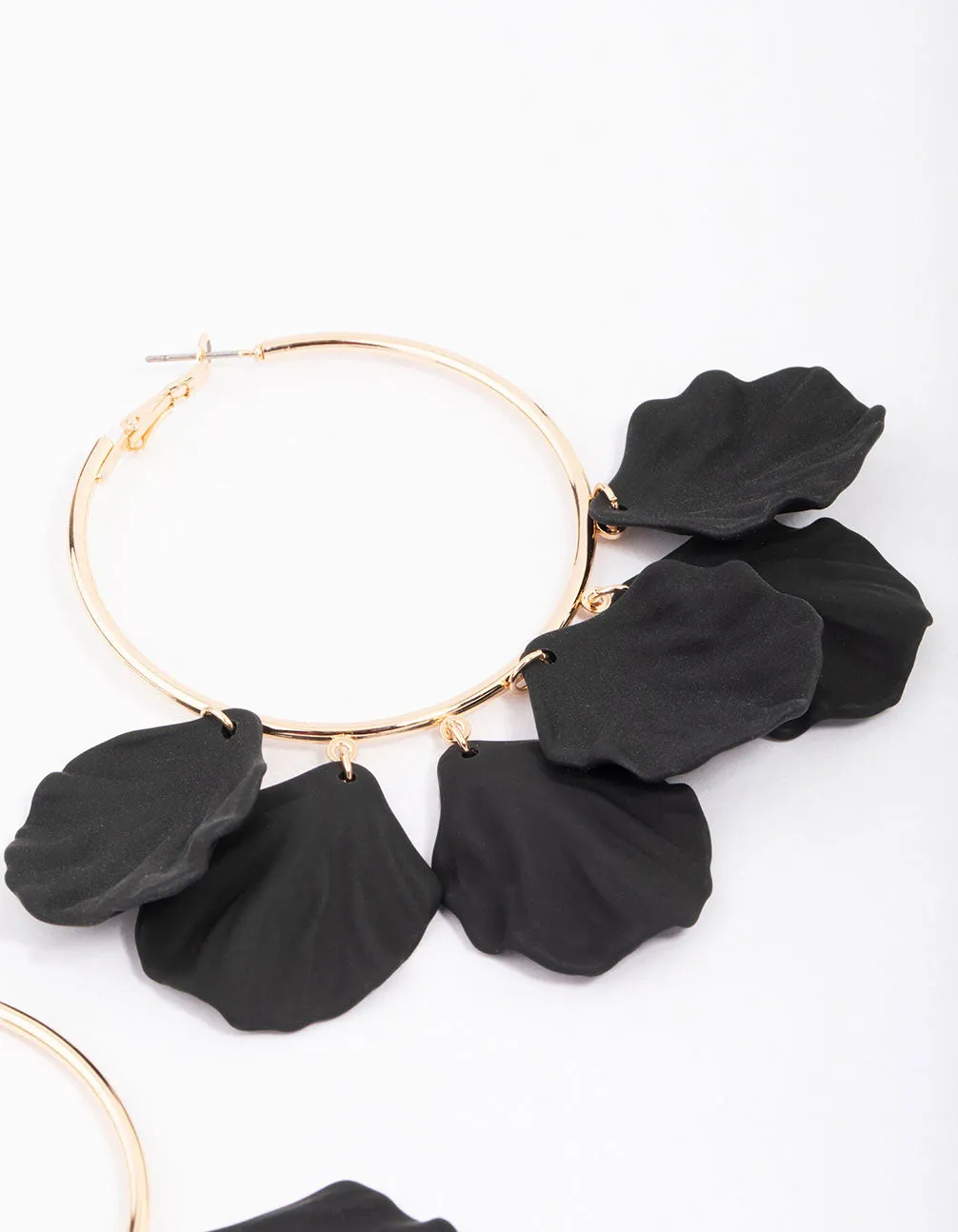 Black & Gold Iridescent Petal Hoop Earrings