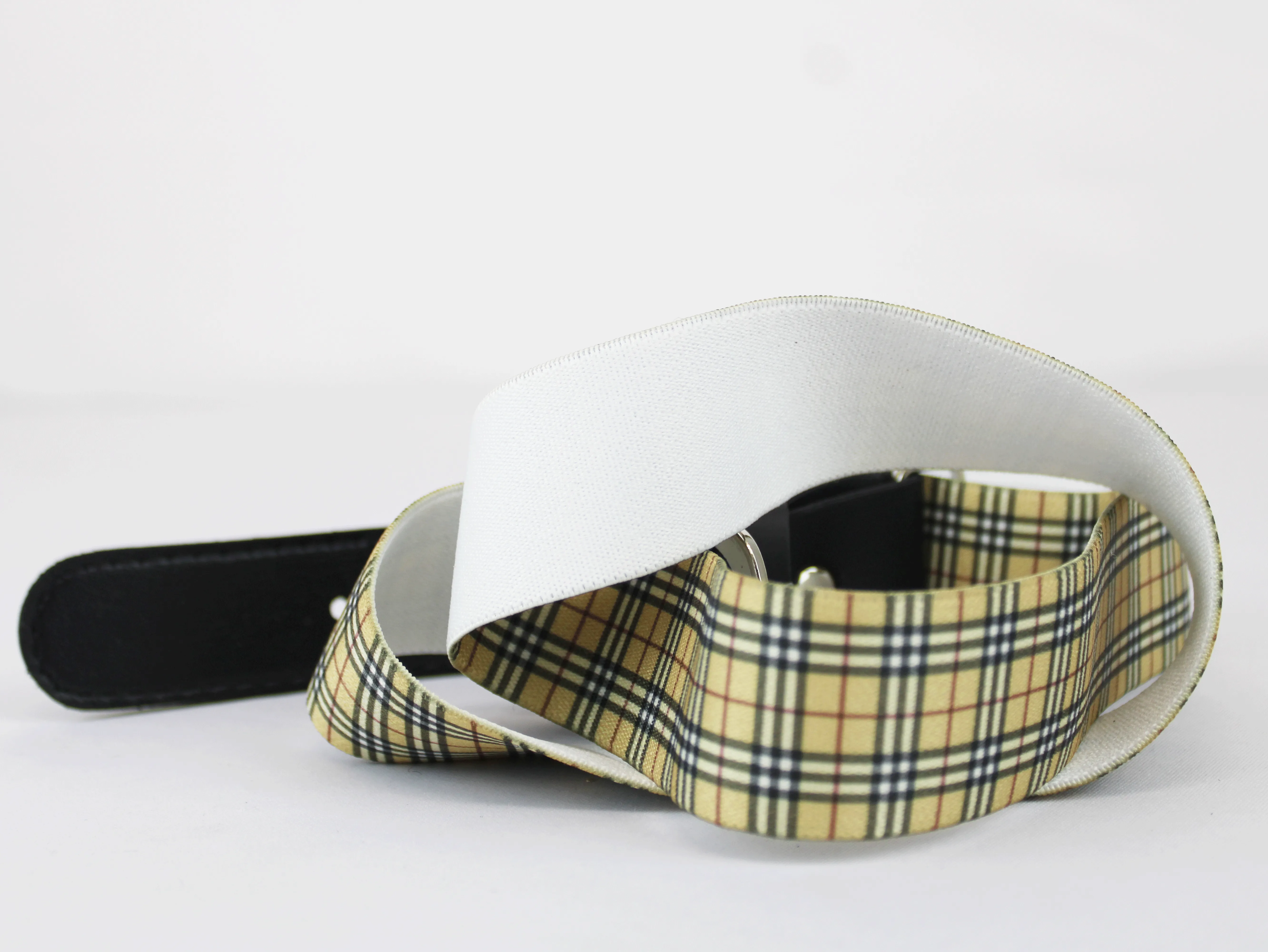 Bossini Beige Checkered Adjustable Belt