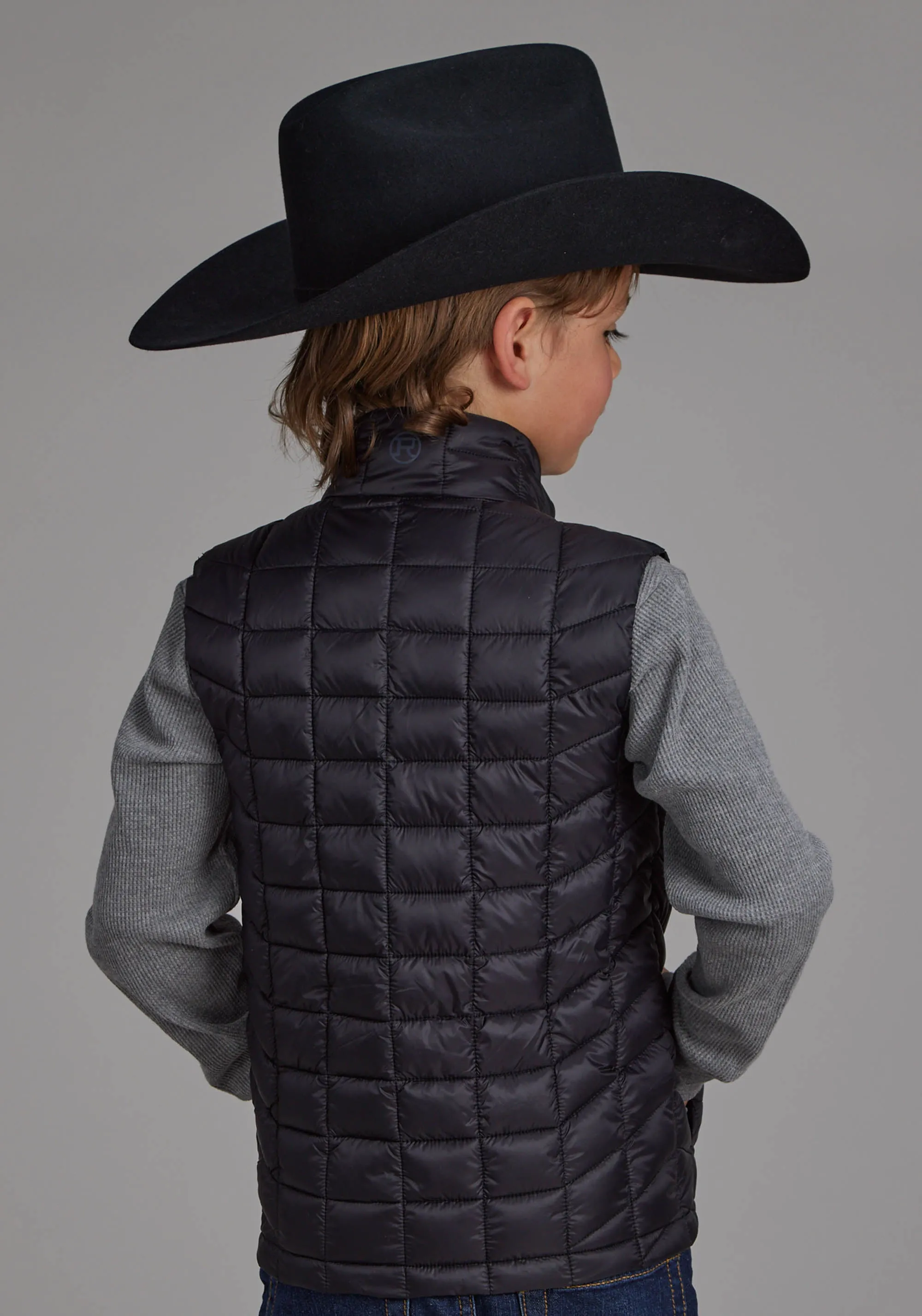 Boy's Roper Black Parachute Western Vest