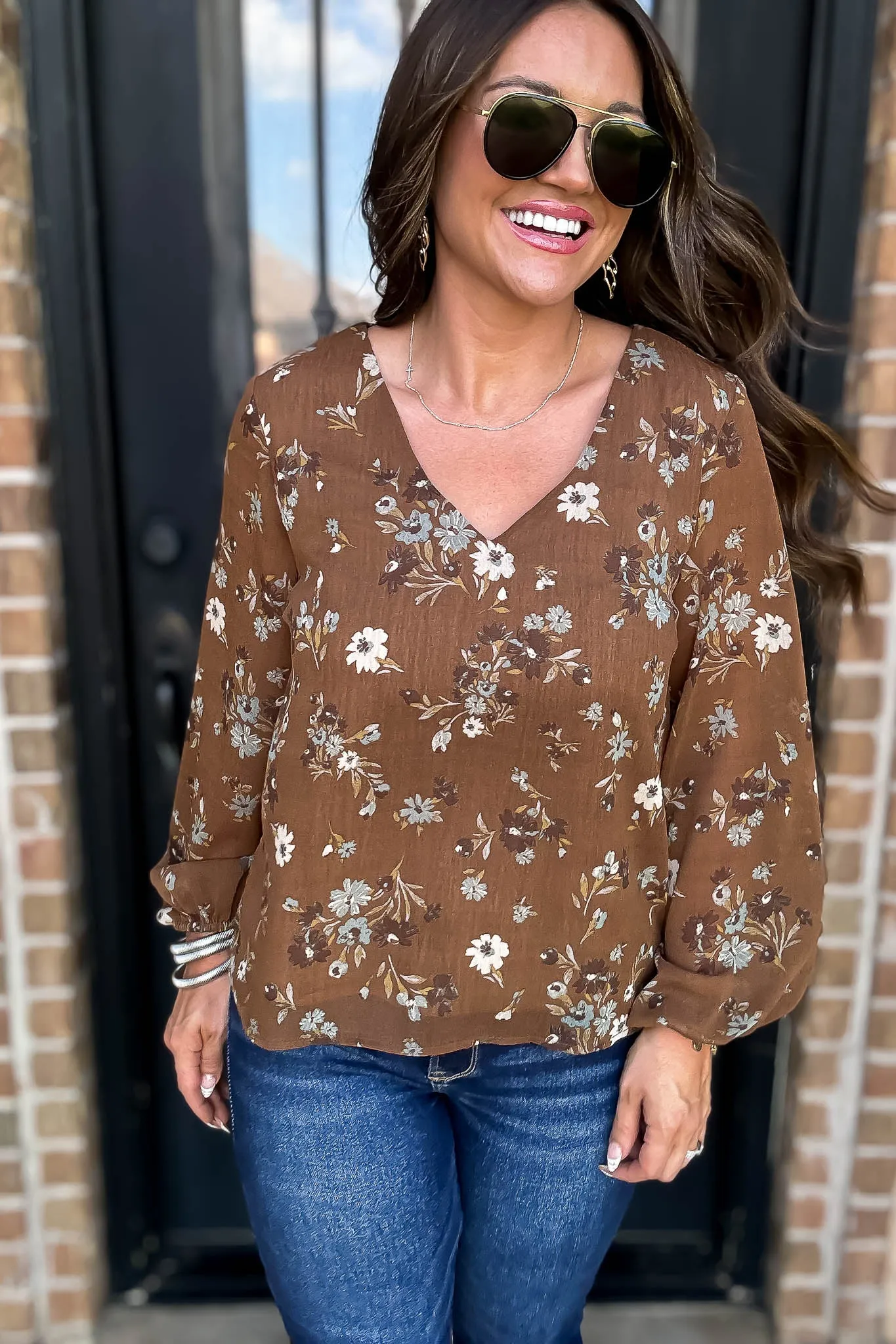 Brown Floral Top