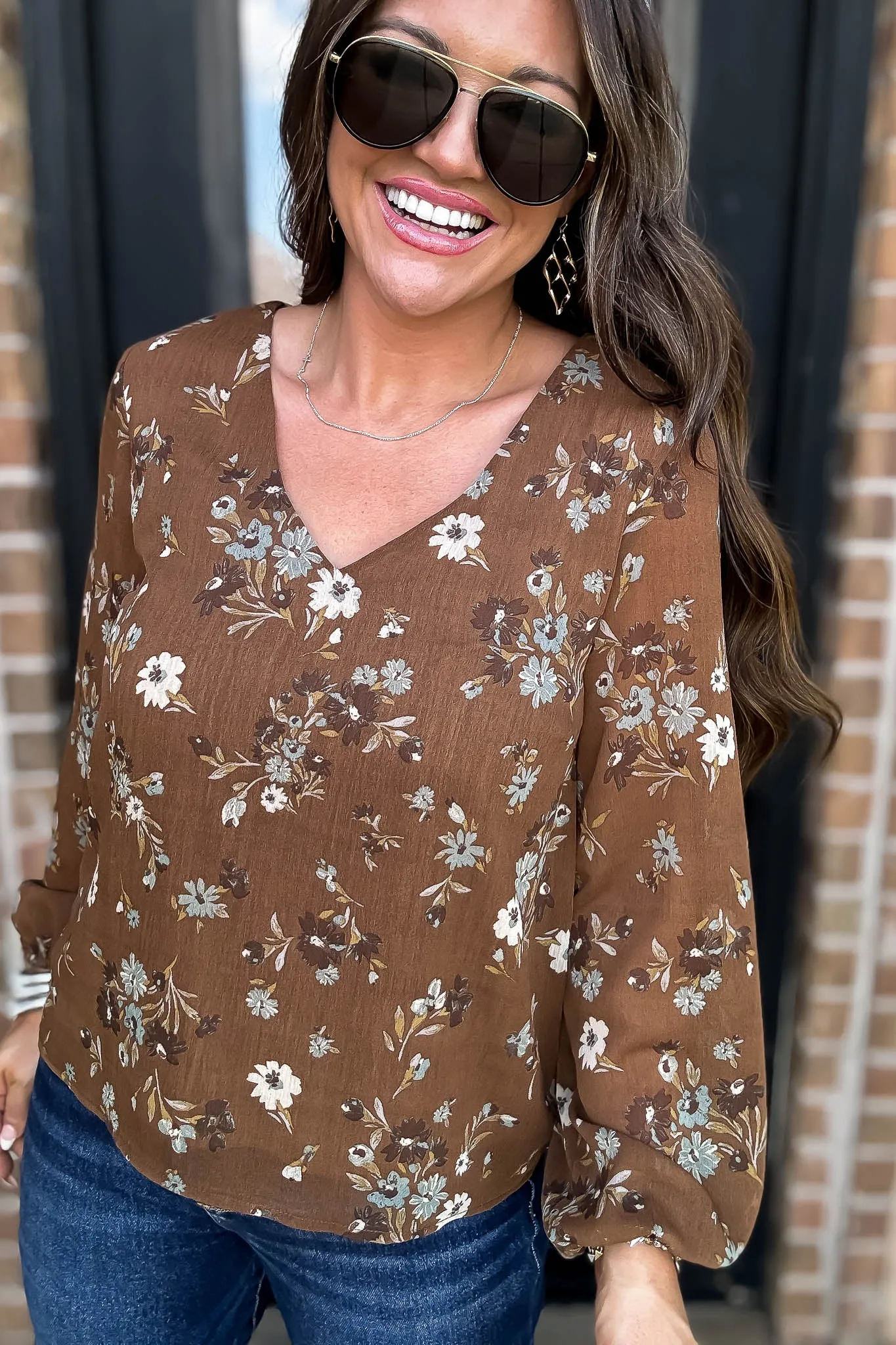 Brown Floral Top