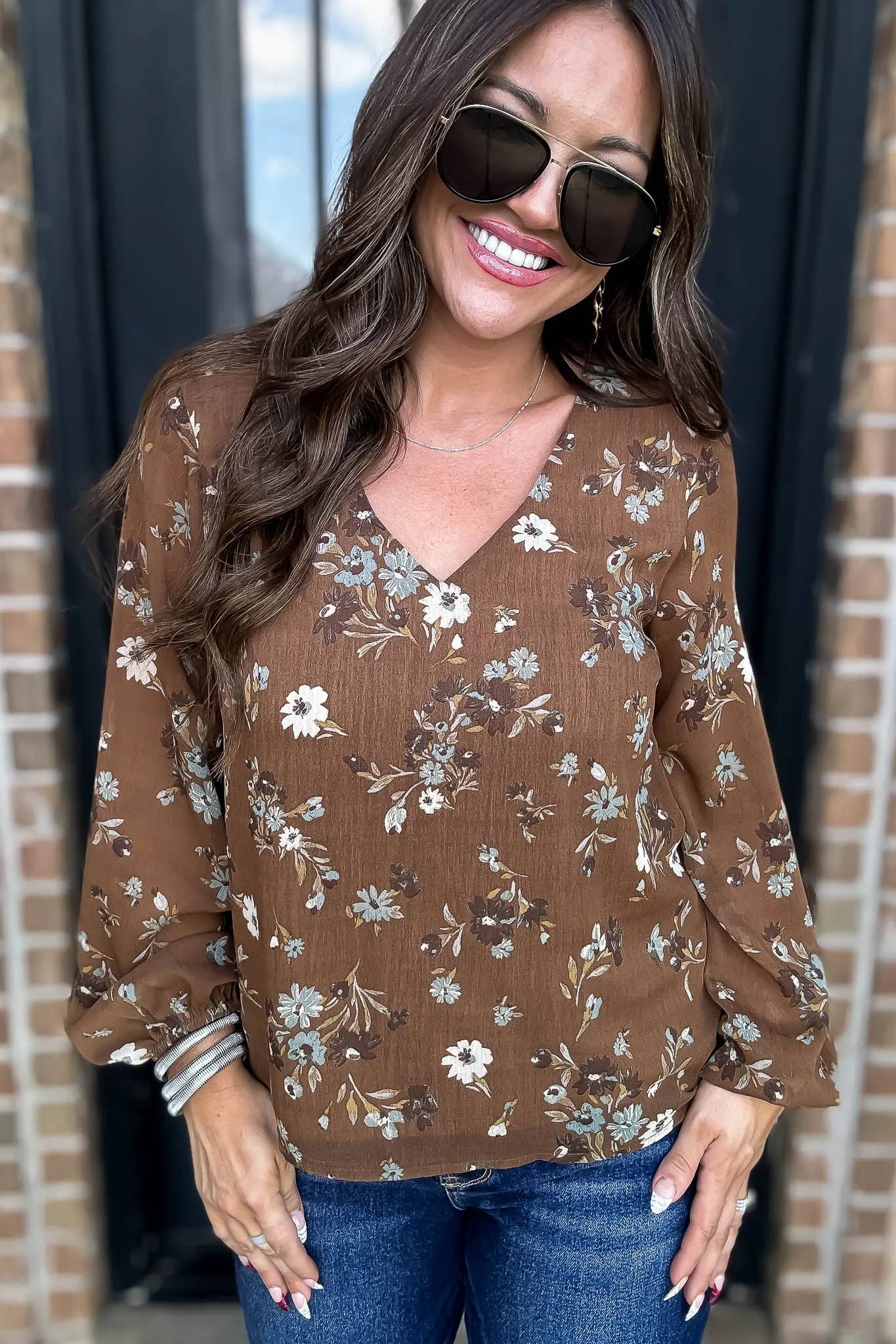 Brown Floral Top