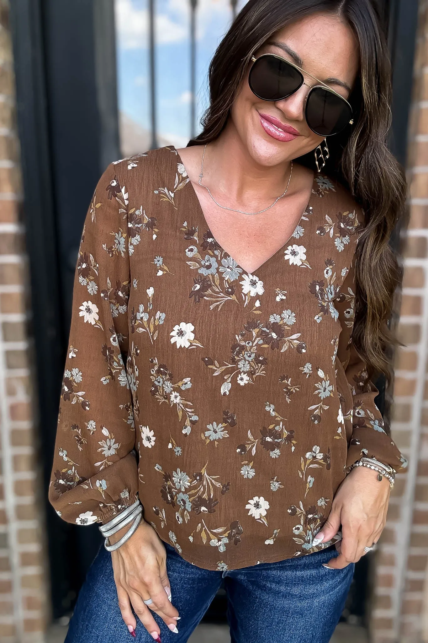 Brown Floral Top