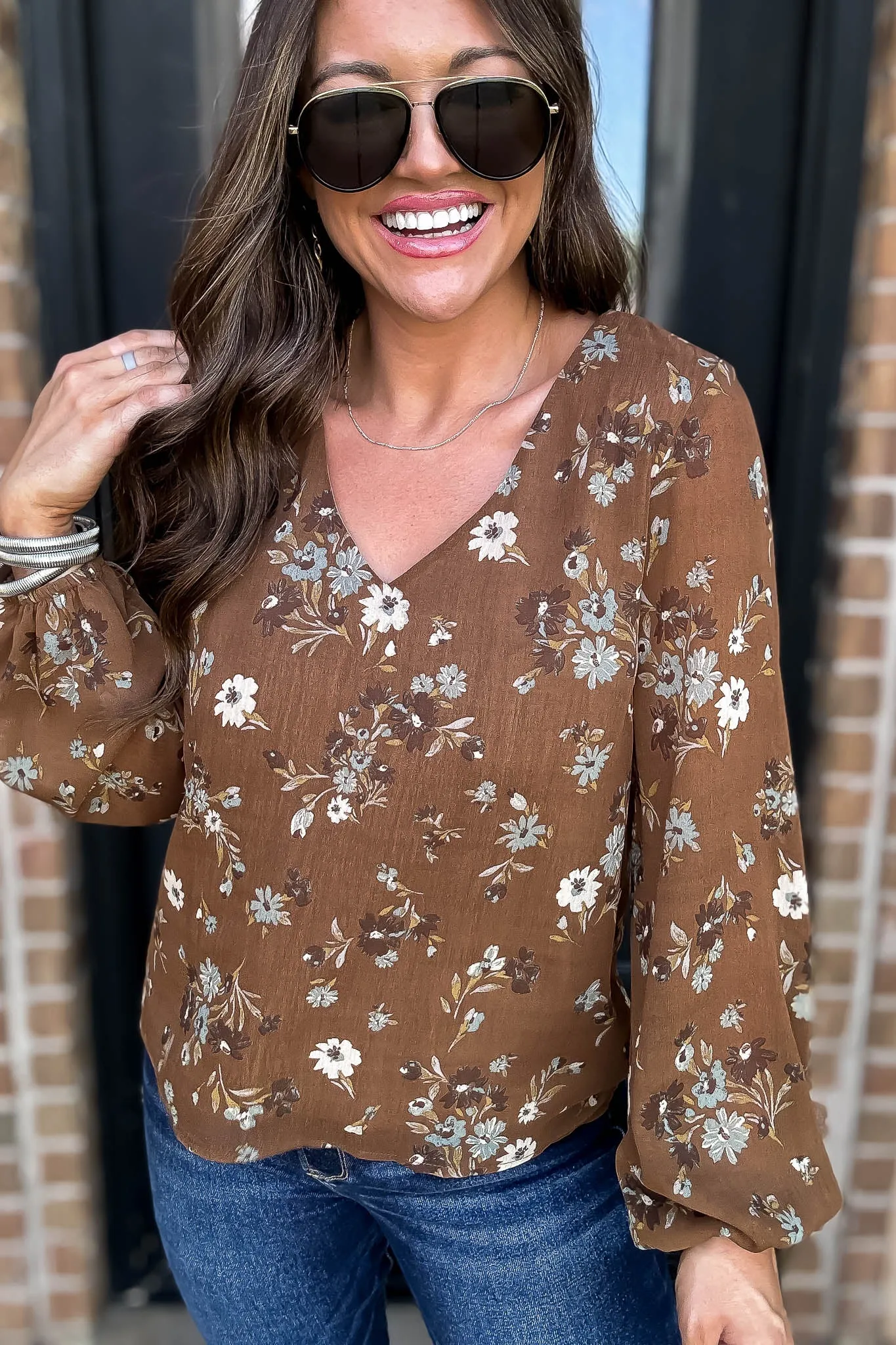 Brown Floral Top