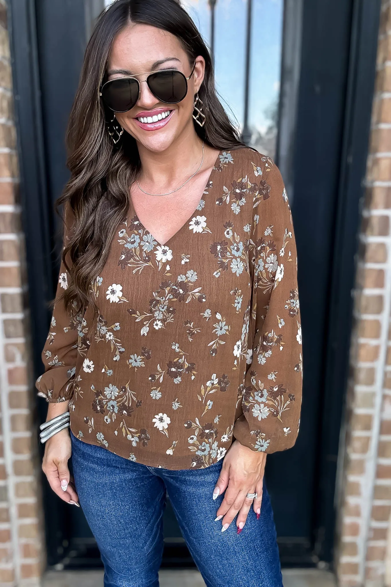 Brown Floral Top