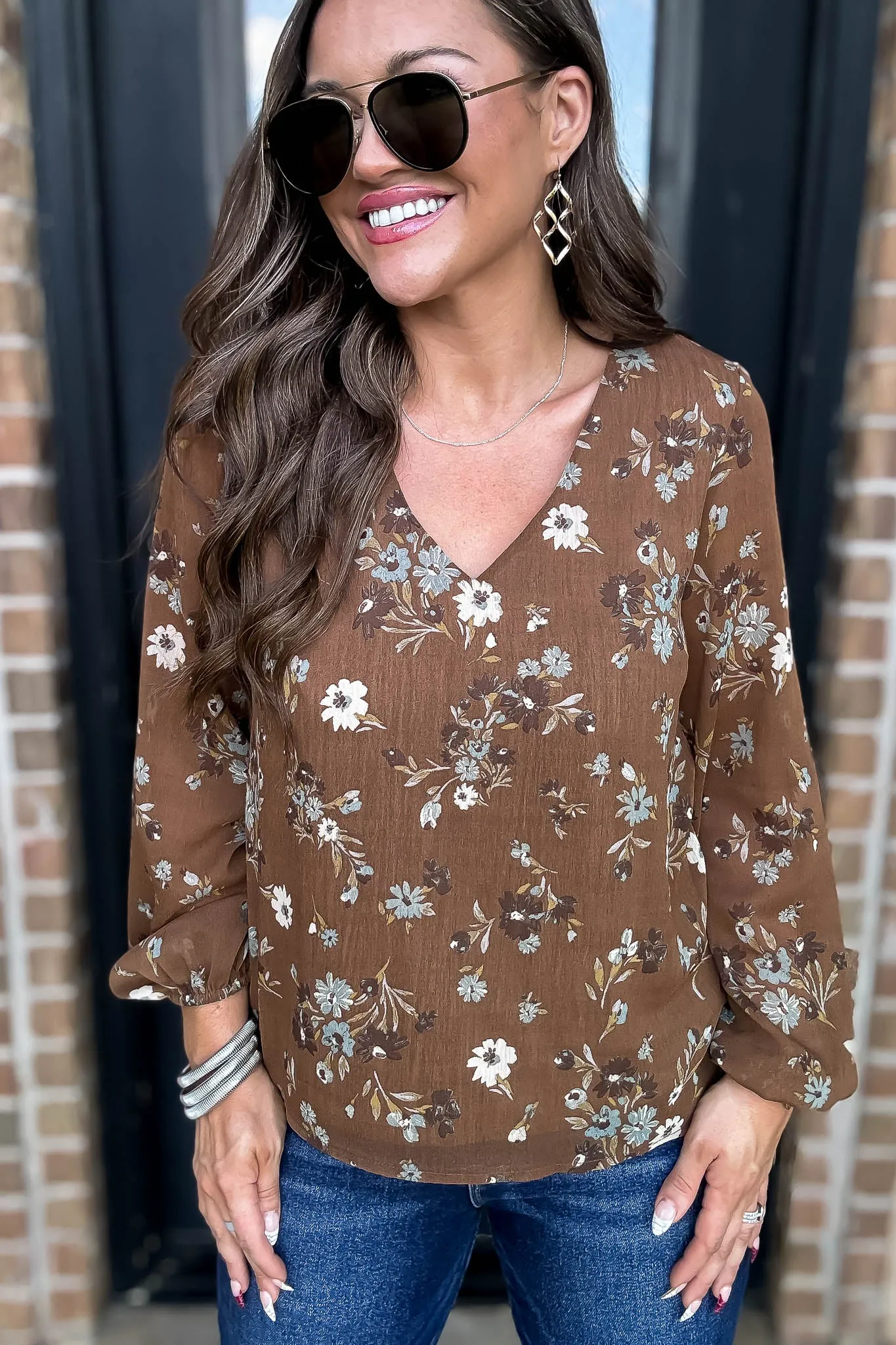 Brown Floral Top