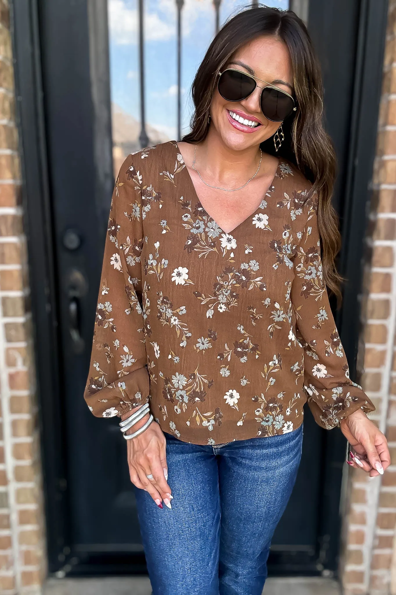 Brown Floral Top