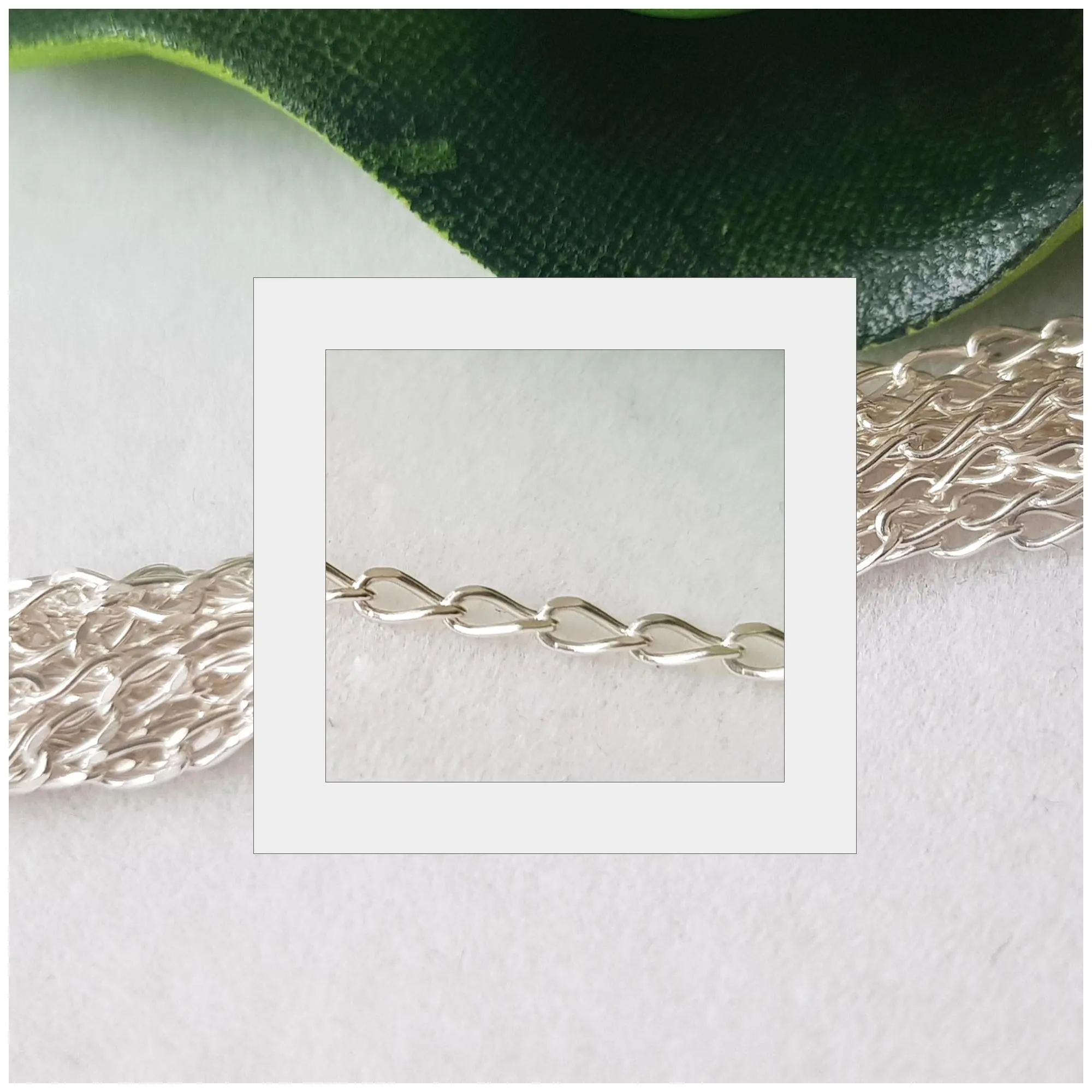 Chains - Long Curb Diamond Cut Chain Genuine Sterling Silver Unfinished | Jewellery Making Supply