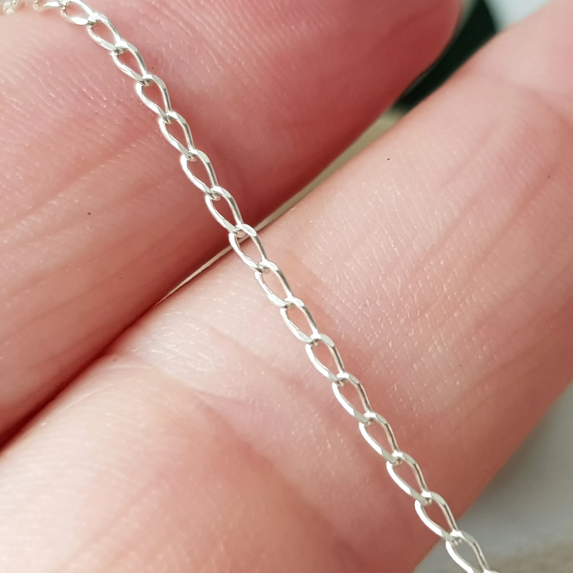 Chains - Long Curb Diamond Cut Chain Genuine Sterling Silver Unfinished | Jewellery Making Supply