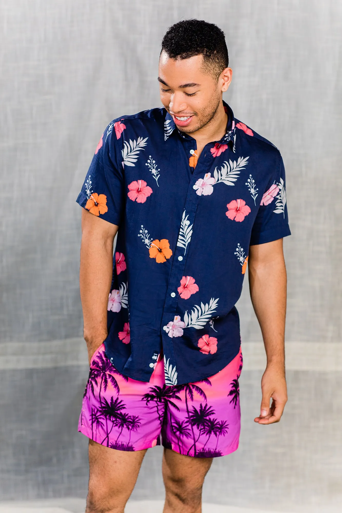 Champlain Navy Flowers Button Up