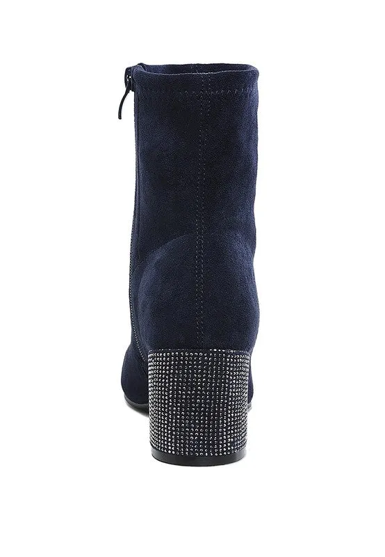 Chena Rhinestones Embellished Block Heel Boots